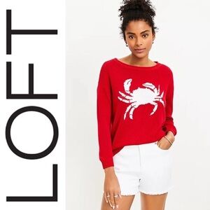 Loft Red Crab novelty Sweater roll neck knit size xs